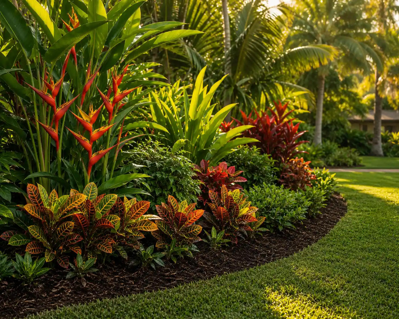 Newly designed tropical garden bed