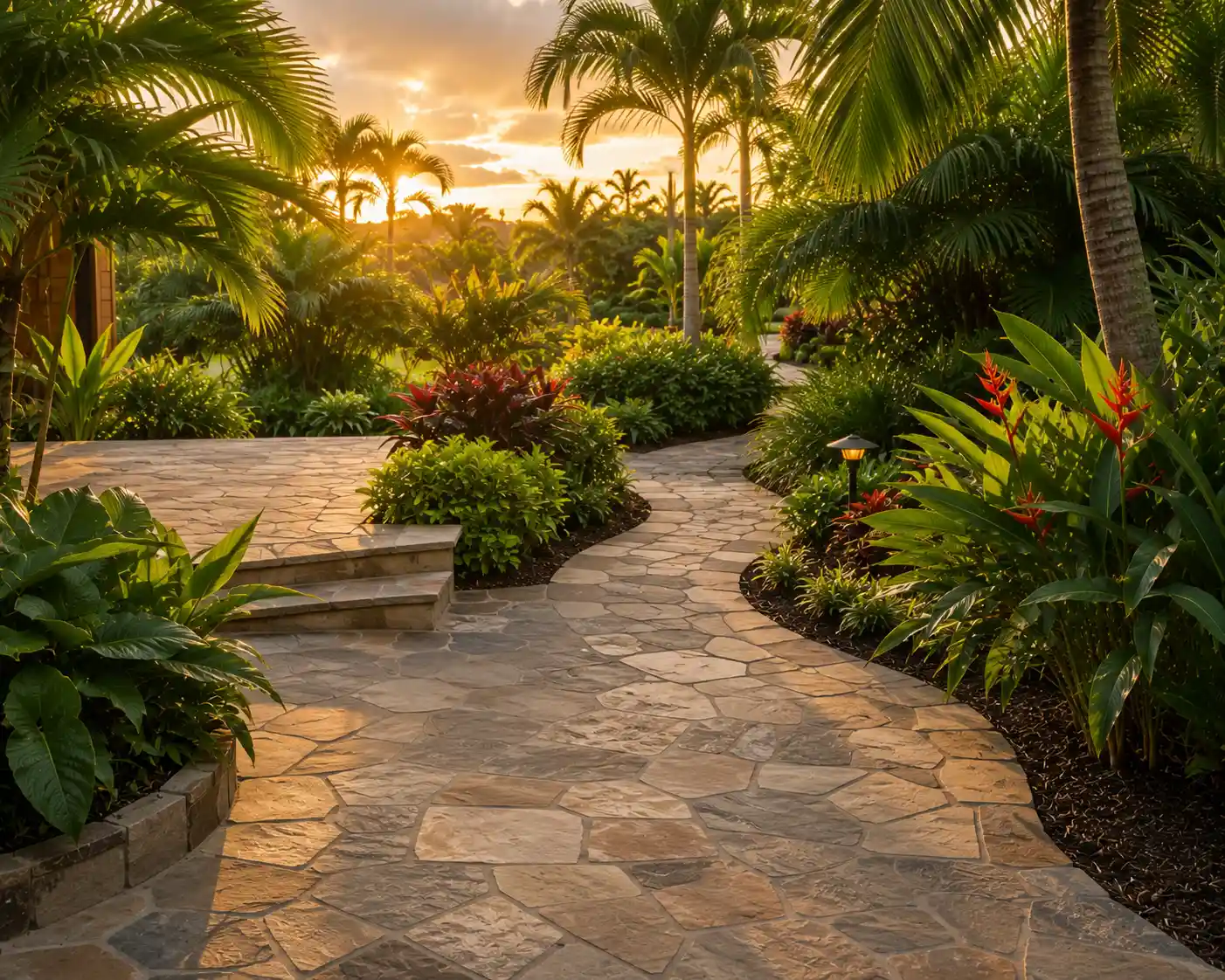 Stone paver patio and walkway
